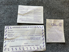 CATZ Electronic VINTAGE Cat Paper Inserts Adoption Certificate 1997 VTG