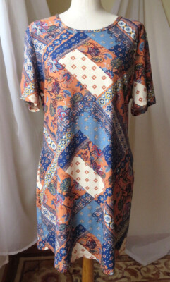 BOBBIE BROOKS PLUS WOMANS DRESS SHORT SLEEVE MULTICOLOR SOFT