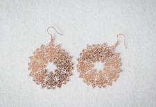 Rose Gold Metal Filigree Drop Earrings