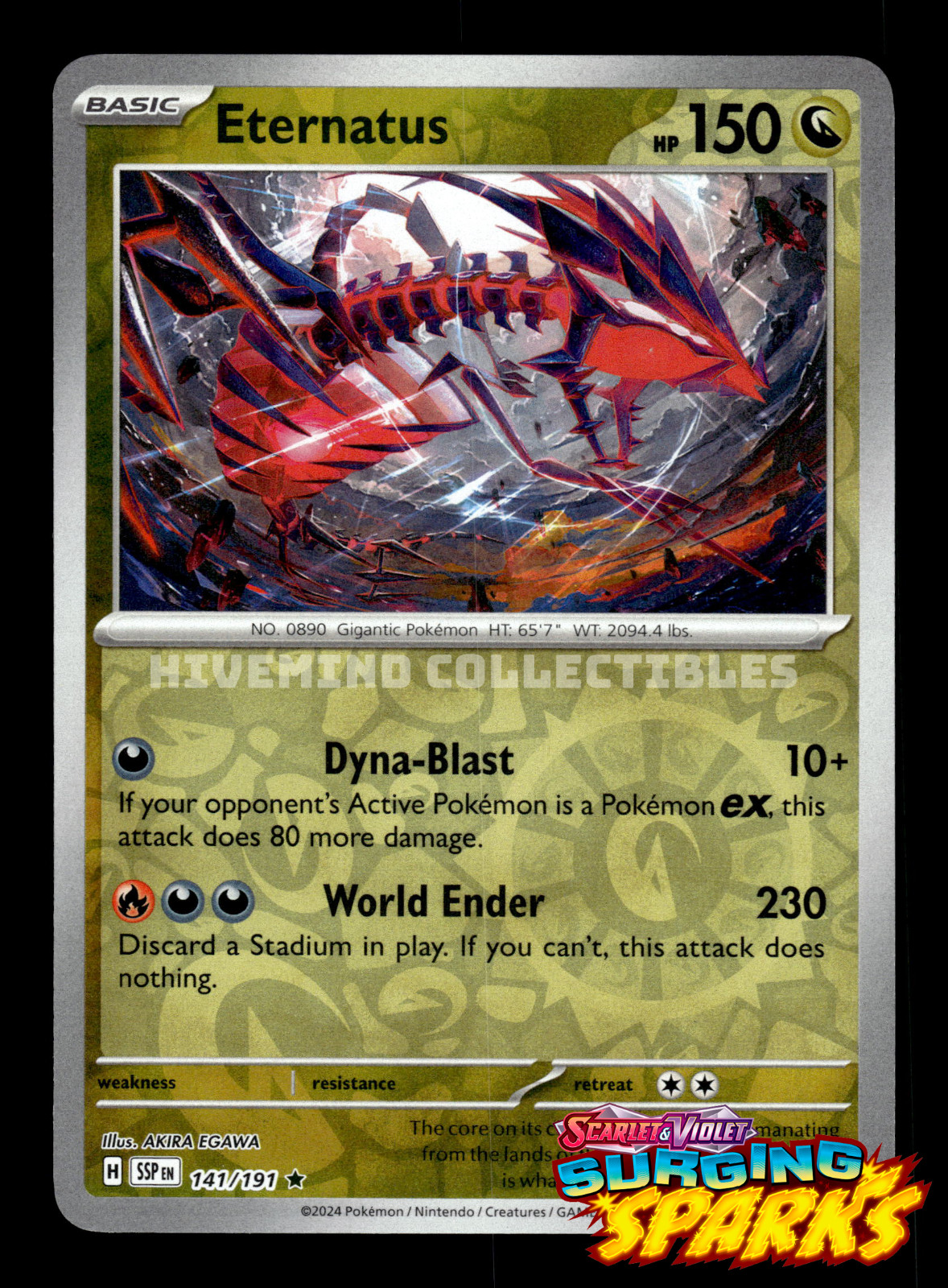 Eternatus 141/191 Surging Sparks Reverse Holo Pokemon Card