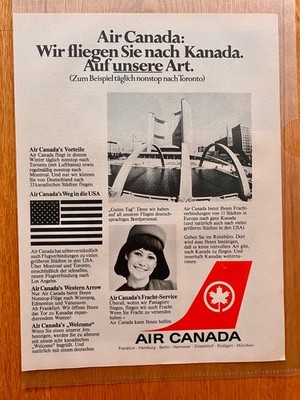 1973 Air Canada Wir fliegen nach Kanada auf unsere Art Vintage Ad Retro Werbung