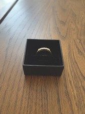 Yellow Gold Pavé Set Round White/Colourless Stone Eternity Band Ring Size T