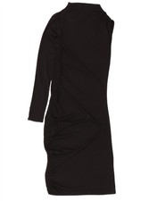 Zara Womens One Shoulder Dress UK 8 Small Black Polyester CD21