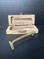 Vintage Straight Razor Brass Horse Handle With Case Box Used