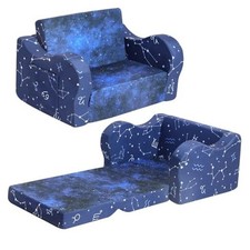 Kids Sofa, 2-in-1 Kids Couch Fold Out, Convertible Sofa to Bed Constellation