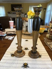 Maitland-Smith Wooden Candlesticks