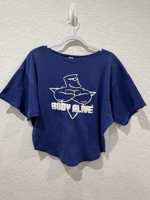 Body Alive Vintage Body Building Shirt M Unisex Short Sleeve cropped Made In USA