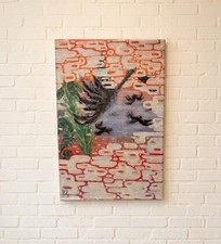 Contemporary painting of a surreal scene. Acrylic paint on a