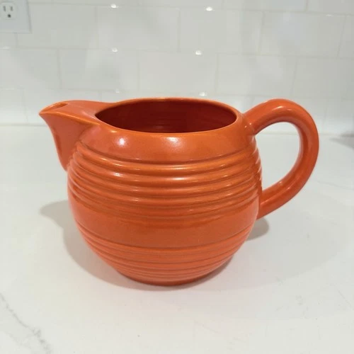 Vintage Stangl 2 Qt 1902 Orange Pitcher Art Deco Mid Century 6” Tall Pottery