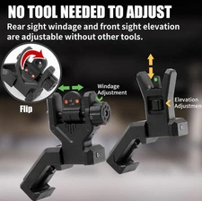 Fiber Optics Sights Flip-up Front and Rear Sights 45 Degree Offset Tactic