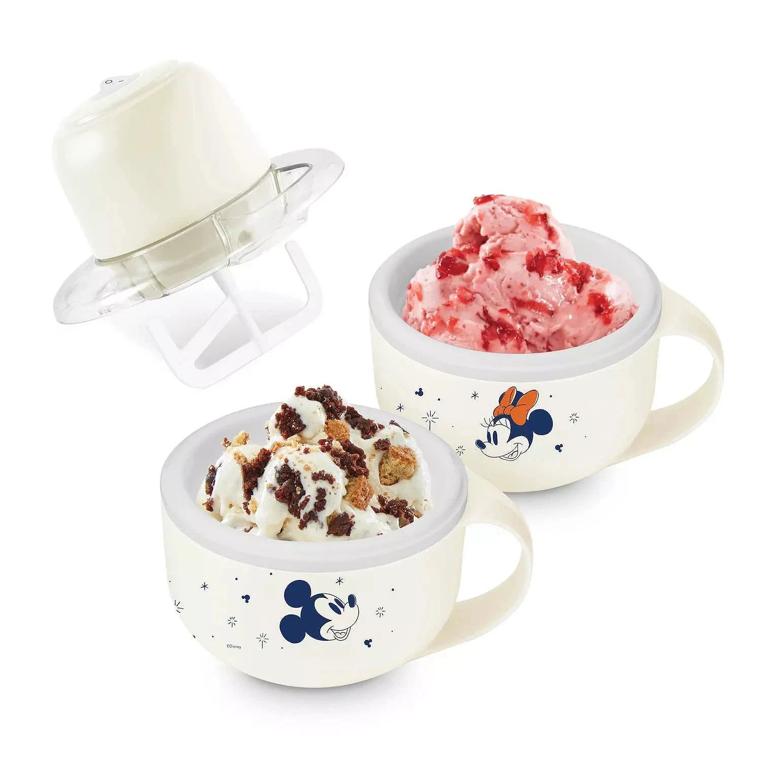 Dash Disney My Mug Ice Cream Maker Bundle Mickey & Minnie White NEW