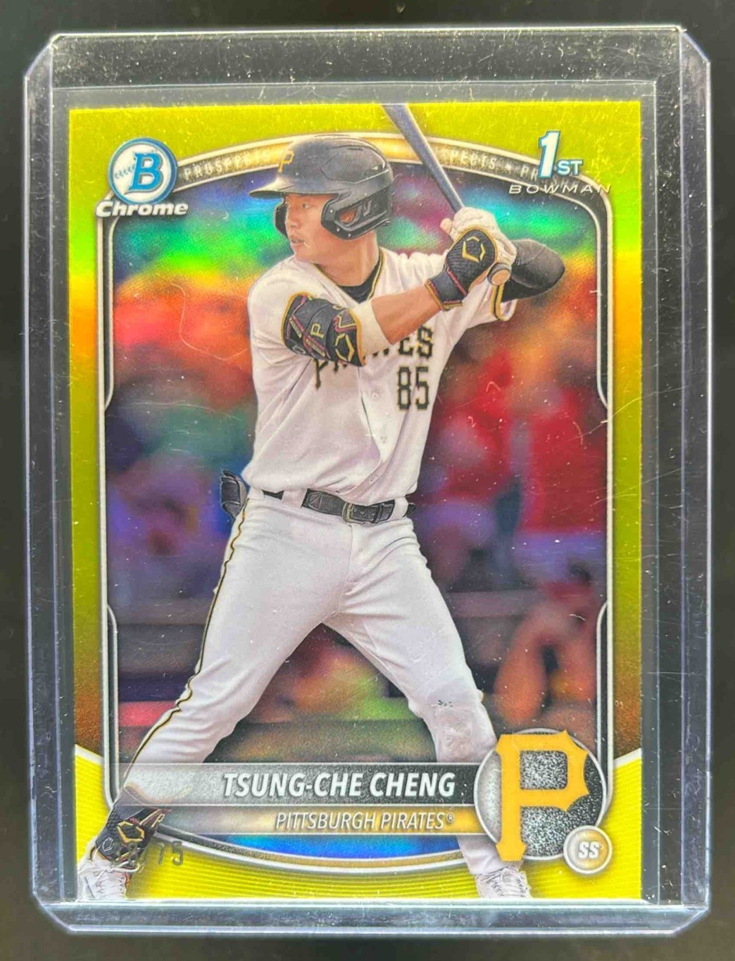 2025 Bowman Tsung-Che Cheng Chrome Yellow Refractor 1st #/75 Pirates
