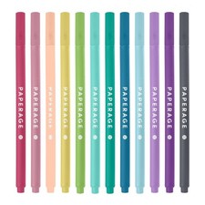 PAPERAGE Felt Tip Fine Point Pens 0.4mm , 12 Pack, Colored Pens For Journali...