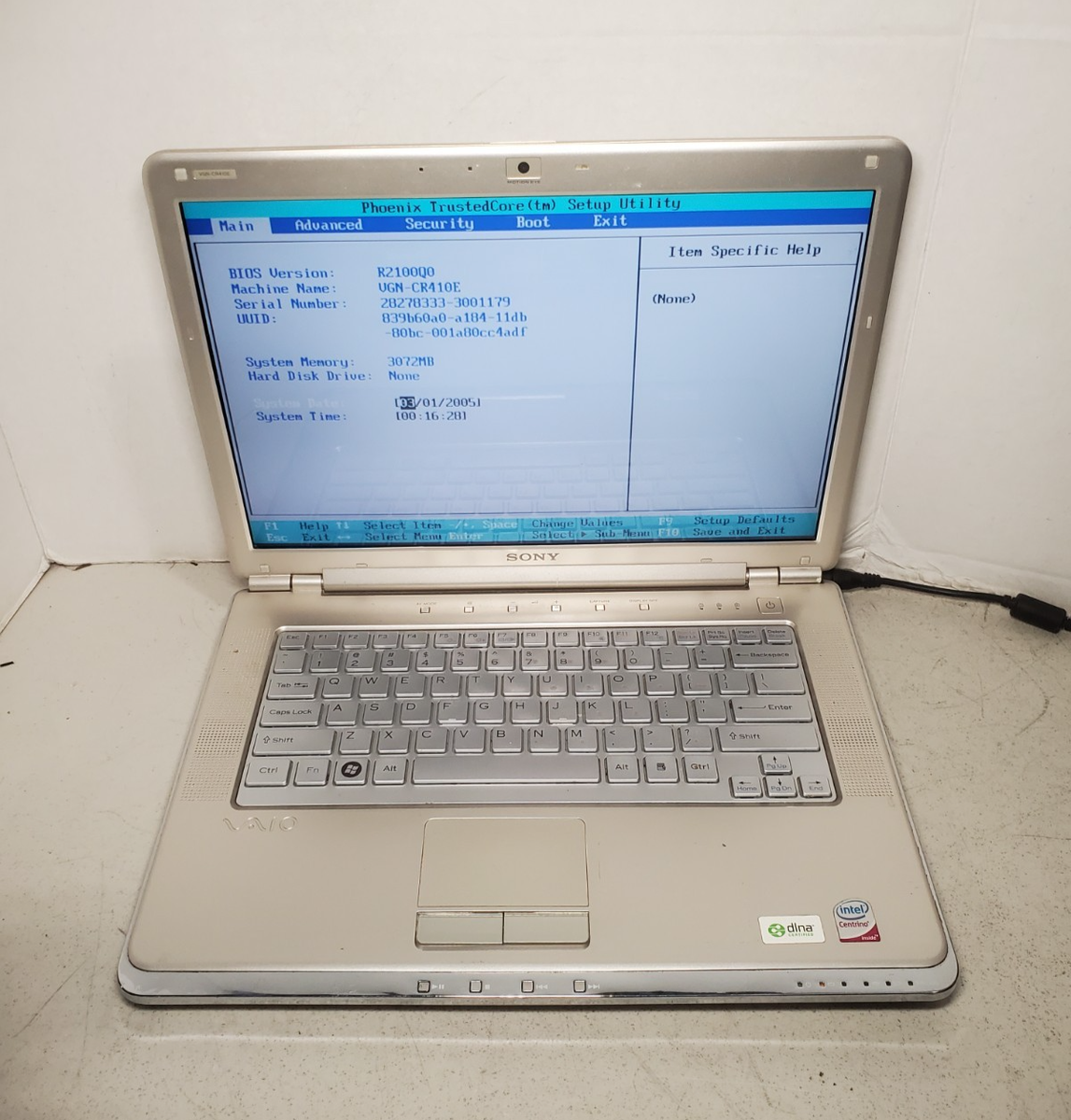 SONY Vaio VGN-CR410E PCG-5K1L 3GB RAM No HDD/SSD/OS! #69 | eBay