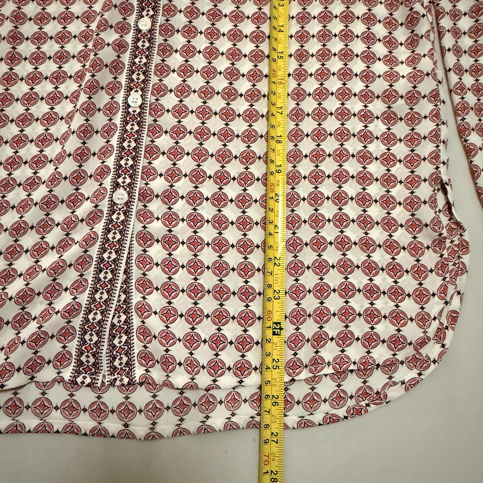 Max Studio Long Sleeve Button Up Blouse Pink Geom… - image 6