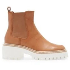 Open Edit Womens Mira Chelsea Bootie 11 Tan Lug Sole Round Toe Pull-On Boots