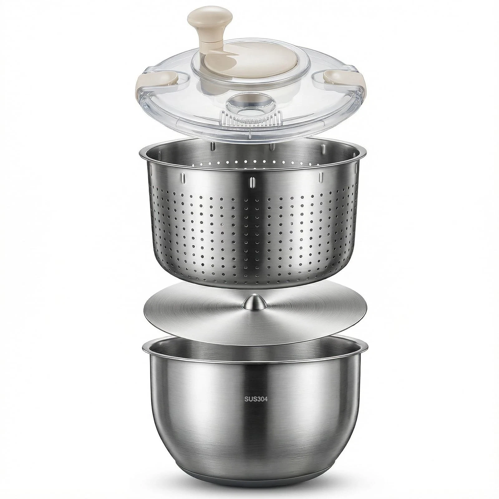 Stainless Steel Salad Spinner & Fruit Washer, 6L Quick-Spin Vegetable Spinner...
Opens in a new wind