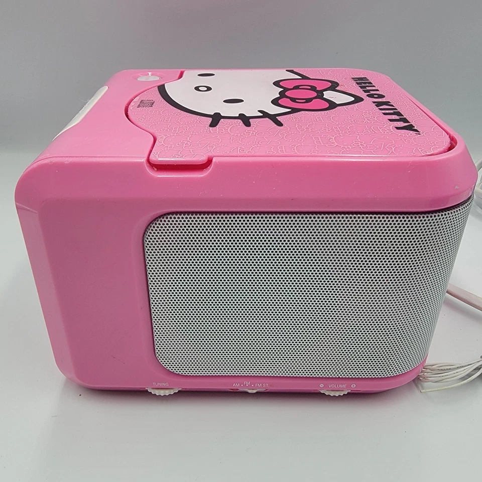 CD player Hello Kitty alarme rádio AM/FM 2014 Sanrio testado funciona muito bem KT2053A - Imagem 3 de 4