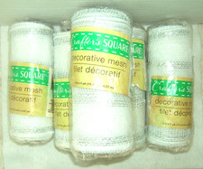 Crafter's Square Decorative Mesh 6" x 5 Yds White w/ Silver Stripes 5 Rolls NEW