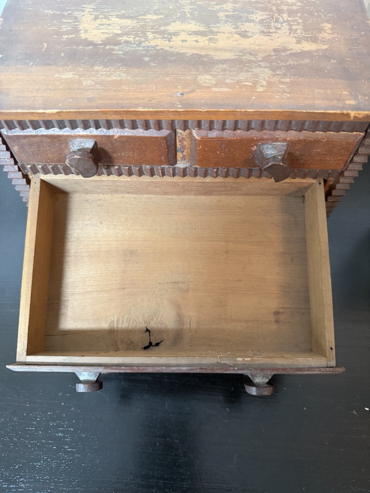 Vintage Miniature Wooden 4-Drawer Jewelry Chest Dresser Box Branded Handmade