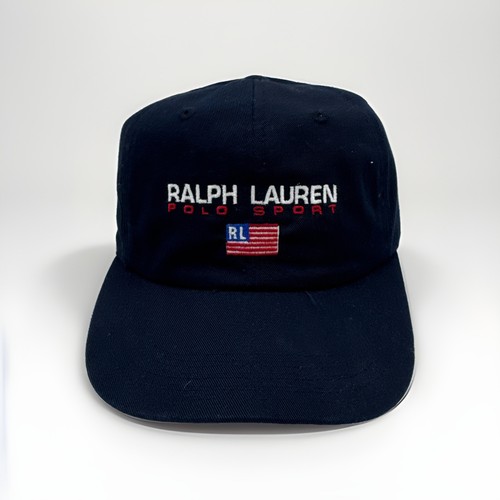 Vintage Polo Sport Ralph Lauren Hat USA Flag Strapback Navy Cap