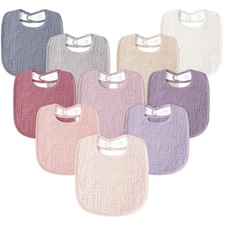 Muslin Baby Drool Bibs 10Pack Soft Square Adjustable Bandana Bibs for Unisex ...