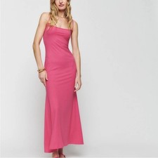 Reformation Dress Cosmo Ribbed Knit Maxi in Snapdragon Pink