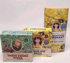 3 PACK Dr Squatch One Piece Pirates Treasure Straw Hat Soap Zoro & Luffy NATURAL