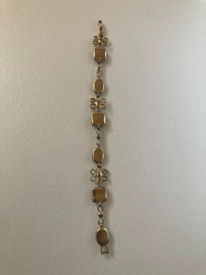 Pulsera Tono Tierra Color Otoño Marrón y Amarillo Tono Oro Motivos Florales Foto 3 de 4