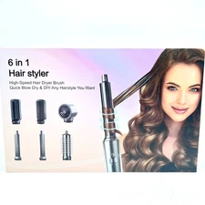 NEW 6 In 1 Dryer Brush Hair Styler Model 1200 W MR-FS01-2 - Gray