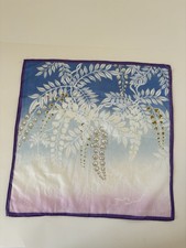 MOA Museum Of Art Japan Furoshiki Wisteria Floral White Blue Handkerchief Cotton