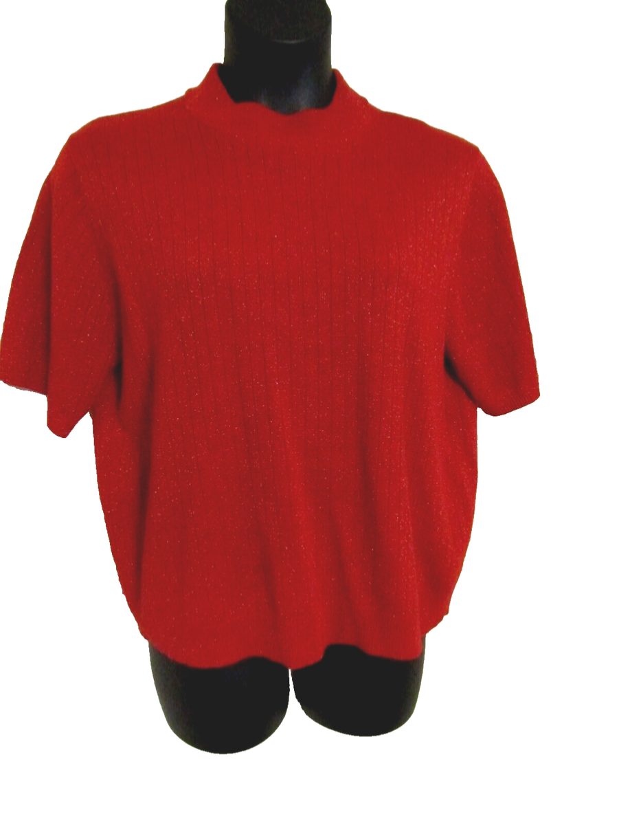 WHITE STAG RED-BURGUNDY ACRYLIC BLEND GLITTER SWEATER MOCK - Main Image