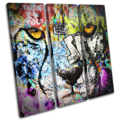 Urban Grunge Cheetah Face Graffiti TREBLE Leinwand Kunst Bild drucken