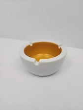 Vintage MCM Orange & White Ceramic Ashtray Retro WW San Francisco Made In Japan 