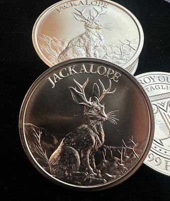 The Jackalope 1 oz .999 Silver BU Round Coin Rabbit W/Antlers
