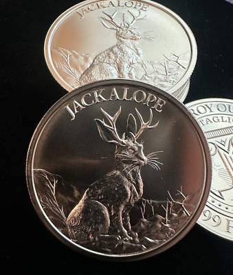 The Jackalope 1 oz .999 Silver BU Round Coin Rabbit W/Antlers