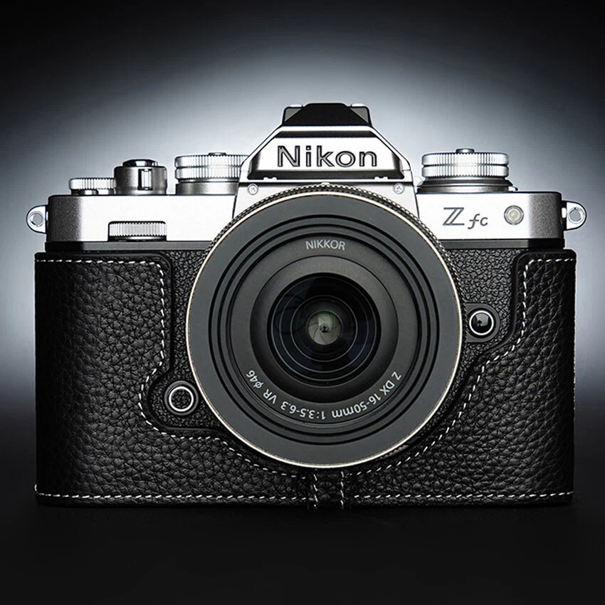 2024 Lujo Hecho a Mano Cuero Genuino Media Cámara Estuche Cubierta Bolso para Nikon ZFC Foto 2 de 4