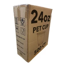 Wholesale 500 CT Disposable Plastic Clear PET Cups 24 Oz Transparent Cups Case