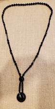 ANTIQUE VICTORIAN 26" BEADED BLACK JET MOURNING NECKLACE