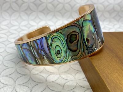 Kendra Scott Tenley Cuff Bracelet Rose Gold Tone Abalone Used