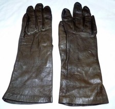 Vintage 1950s 10" Long Brown Leather Gloves Unused Size 6 1/2