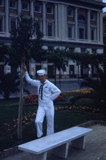 35mm Slide 1950s Red Border Kodachrome Sailor on Leave In Salerno Italy