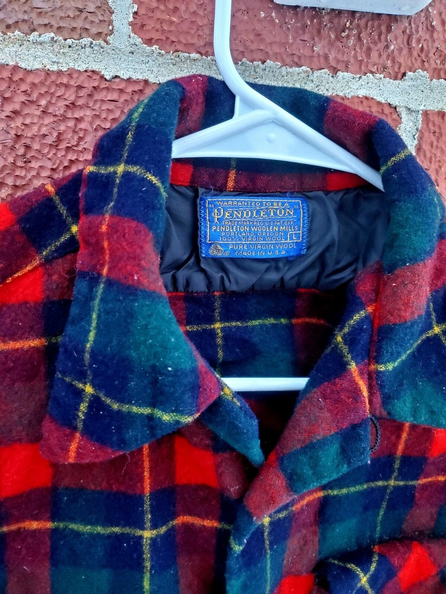Vintage Pendleton Wool Board Shirt 1962 Loop Collar Flap Pocket