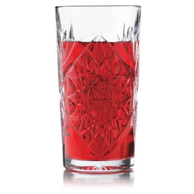 Libbey 5633 16 Oz  Hobstar cooler glass star burst pattern
