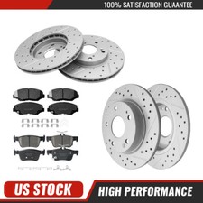 Front And Rear Drilled Disc Rotors Ceramic Brake Pads For 2016-2021 Honda Civic