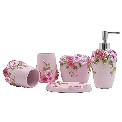 Vintage Pink Bathroom Accessories 5piece Bathroom Accessories Set