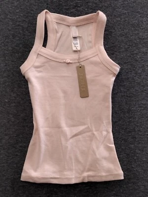 SKIMS Girls Logo Pointelle Cotton Ribbed Tank Color Quartz Size 4 AP-TNK-0529