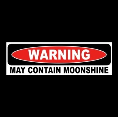 Funny ''MAY CONTAIN MOONSHINE'' hillbilly BUMPER STICKER redneck, country, warning