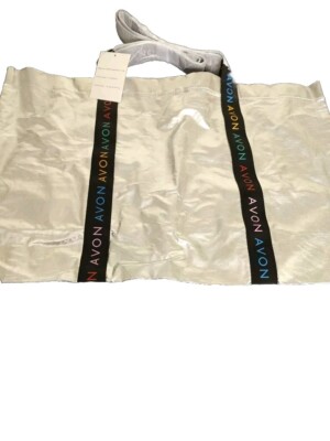 Avon Metallic Silver Visionary Tote 20 in x 13 in x 5 in 2020 Cotton Strap New