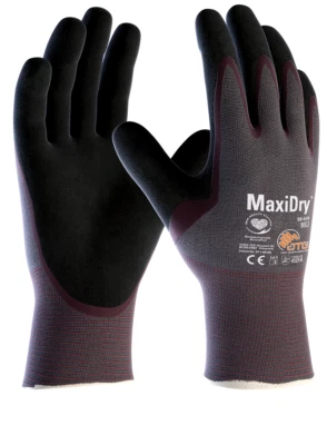 ATG MaxiDry Work Gloves 6 Pair Pack 56-424 Liquid Oil Repellant Washable